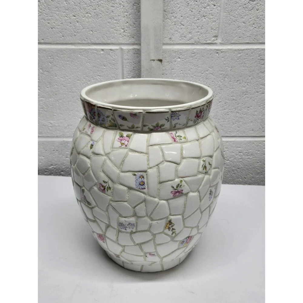 Mosaic Tile Vase Vintage 9.75